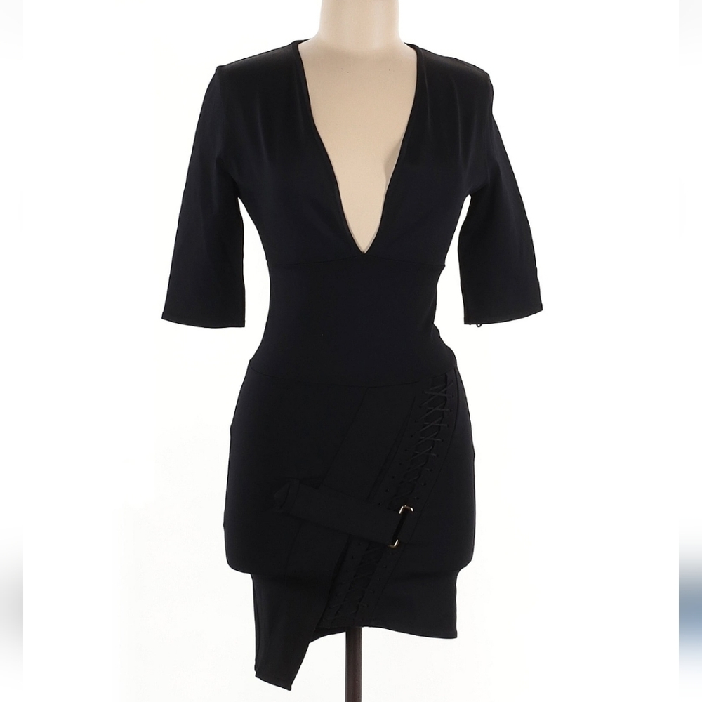 Alexandre Vauthier‎ Elegant Black Deep V-Neck Dress